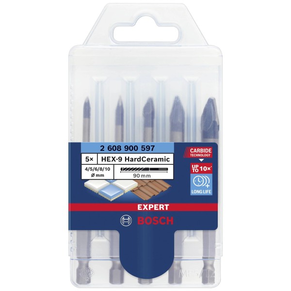 Комплект свредла Bosch EXPERT HEX-9 HardCeramic 4/5/6/8/10 mm 5 бр.